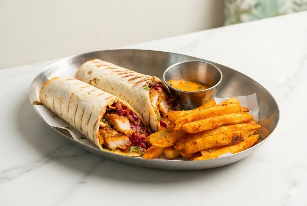 Crispy seasoned chicken strips rolled with crisp slaw and secret clubhouse sauce in a griddled tortilla.